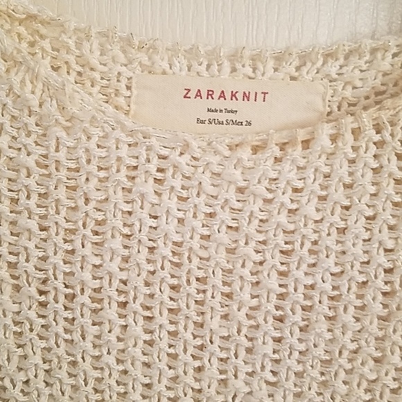 Zara Open Knit Sweater with White Lace - Picture 2 of 6